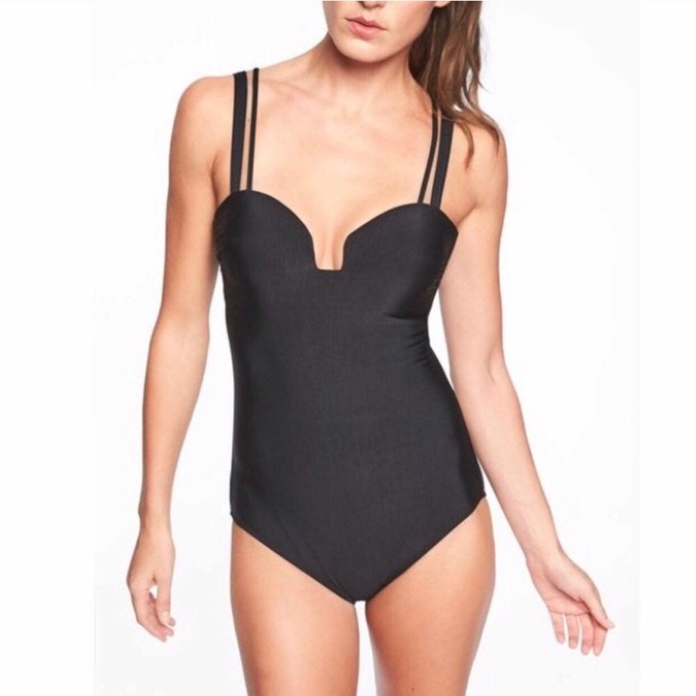 Athleta Aqualuxe Square Plunge One Piece